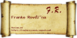 Franke Rovéna névjegykártya
